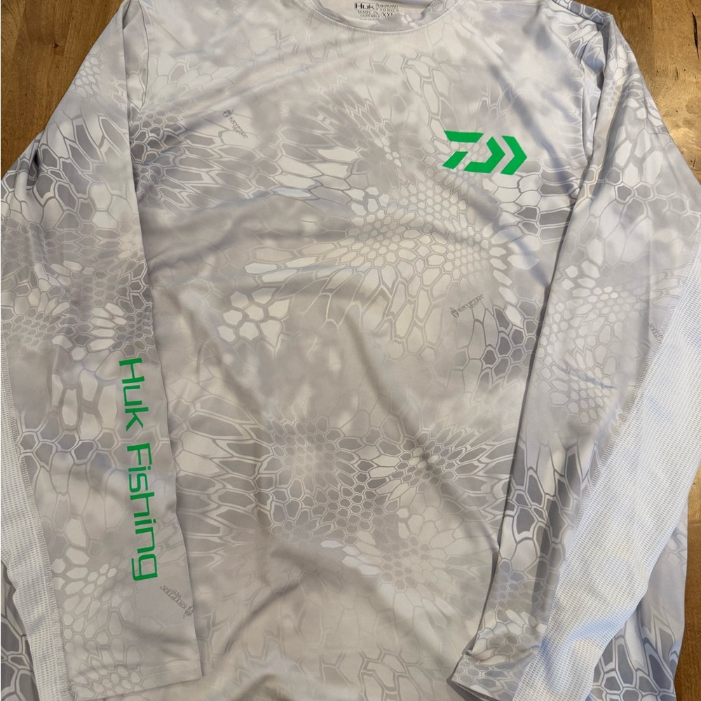 Huk Gray and Green Long Sleeve Shirt